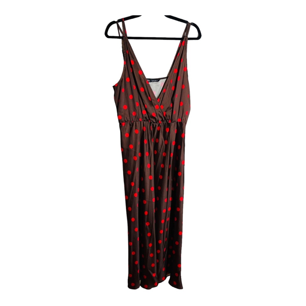 NWOT Zara Red Polka Dot Midi Sleeveless Dress - Picture 4 of 8